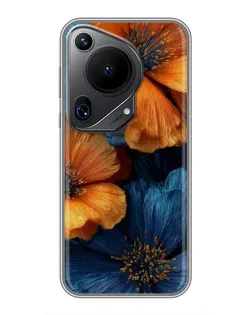 Чехол для Huawei Pura 70 Ultra с картинкой «Яркая сине-оранжевая флора» Чехол для Huawei Pura 70 Ultra с картинкой «Яркая сине-оранжевая флора»