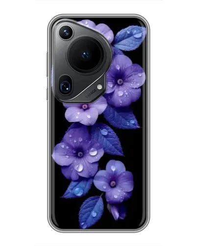 Чехол для Huawei Pura 70 Ultra с картинкой «Фиолетовые цветы с росою»