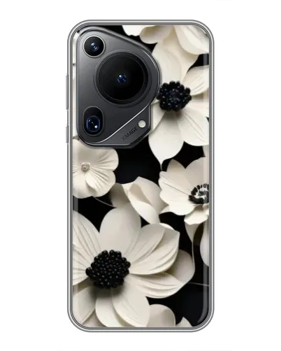 Чехол для Huawei Pura 70 Ultra с картинкой «Объемные белые цветы»