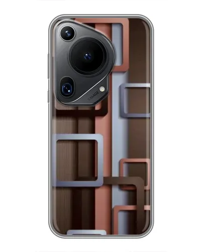 Чехол для Huawei Pura 70 Ultra с картинкой «Коричневые объемные квадраты»