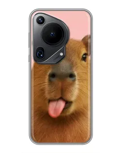 Чехол для Huawei Pura 70 Ultra с картинкой «Капибара с языком»