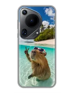 Чехол для Huawei Pura 70 Ultra с картинкой «Капибара на море»