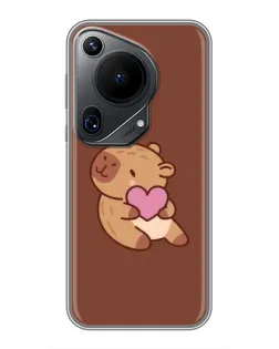Чехол для Huawei Pura 70 Ultra с картинкой «Капибара с сердцем»
