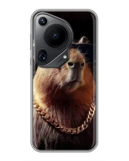Чехол для Huawei Pura 70 Ultra с картинкой «Капибара золотая цепь»