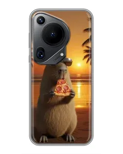 Чехол для Huawei Pura 70 Ultra с картинкой «Капибара с пиццей»