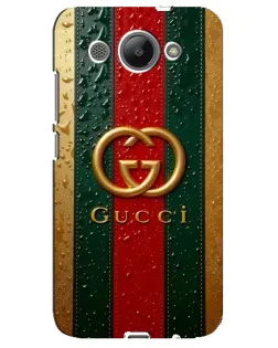 Чехол для Huawei Y3 2017 с картинкой «Gucci — фирменная полоса и золото»