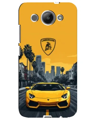 Чехол для Huawei Y3 2017 с картинкой «Желтый Lamborghini город»
