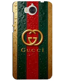 Чехол для Huawei Y5 2017 (MYA) с картинкой «Gucci — фирменная полоса и золото»