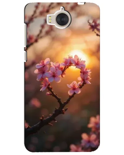 Чехол для Huawei Y5 2017 (MYA) с картинкой «Розовый цвет сердце на фоне заката» Чехол для Huawei Y5 2017 (MYA) с картинкой «Розовый цвет сердце на фоне заката»