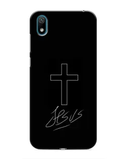 Чехол для Huawei Y5 2019 с картинкой «Графический крест Jesus» Чехол для Huawei Y5 2019 с картинкой «Графический крест Jesus»