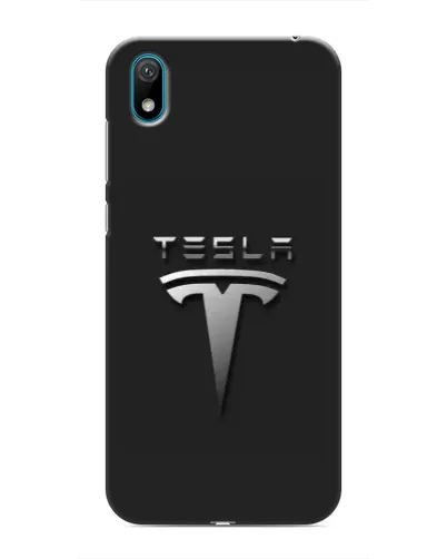 Чехол для Huawei Y5 2019 с картинкой «Стальной логотип Tesla»