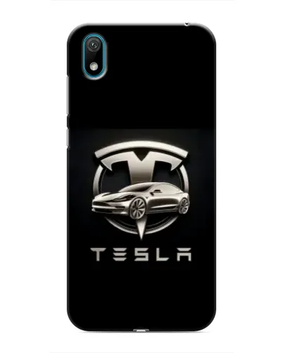 Чехол для Huawei Y5 2019 с картинкой «Tesla — серебристое авто»