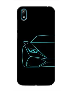 Чехол для Huawei Y5 2019 с картинкой «Голубой силуэт Lamborghini»