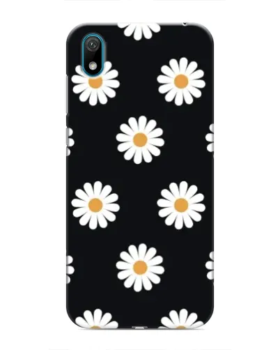 Чехол для Huawei Y5 2019 с картинкой «Ромашки на черном»