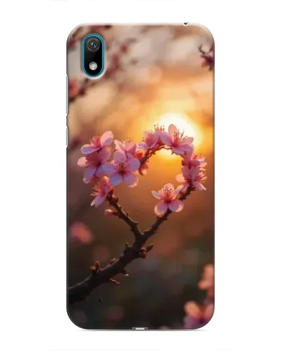 Чехол для Huawei Y5 2019 с картинкой «Розовый цвет сердце на фоне заката»