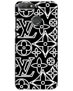 Чехол для Huawei Y6 Prime 2018 с картинкой «Черно-белый узор LV»