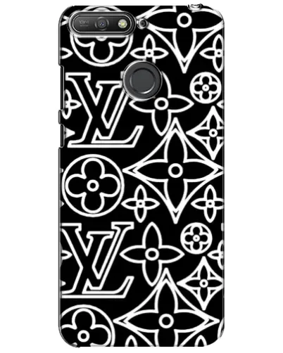 Чехол для Huawei Y6 Prime 2018 с картинкой «Черно-белый узор LV»