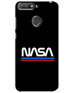 Чехол для Huawei Y6 Prime 2018 с картинкой «NASA — классика Red Blue»