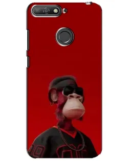Чехол для Huawei Y6 Prime 2018 с картинкой «Bored Ape в красном»