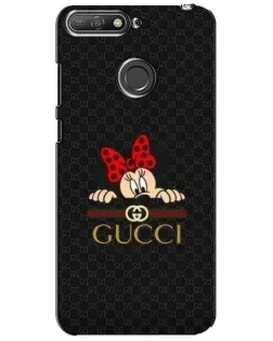 Чехол для Huawei Y6 Prime 2018 с картинкой «Минни Маус Gucci — черный»