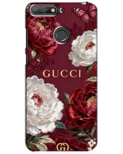 Чехол для Huawei Y6 Prime 2018 с картинкой «Gucci — бордовые розы»