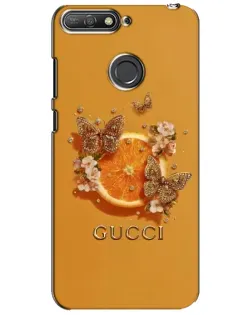 Чехол для Huawei Y6 Prime 2018 с картинкой «Gucci — золотые бабочки»