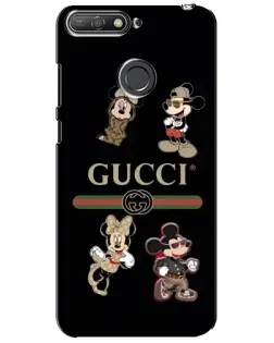 Чехол для Huawei Y6 Prime 2018 с картинкой «Gucci — герои Disney и монограмма»