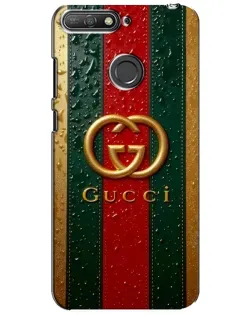 Чехол для Huawei Y6 Prime 2018 с картинкой «Gucci — фирменная полоса и золото»