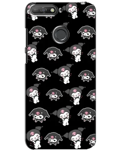 Чехол для Huawei Y6 Prime 2018 с картинкой «Черный паттерн Kuromi»