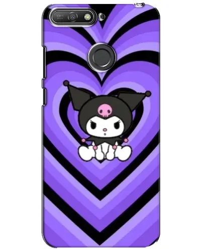 Чехол для Huawei Y6 Prime 2018 с картинкой «Kuromi и фиолетовые сердца»