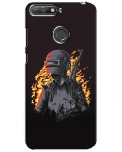 Чехол для Huawei Y6 Prime 2018 с картинкой «PUBG — огненный силуэт»