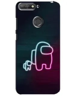 Чохол для Huawei Y6 Prime 2018 з картинкою «Among Us неон-арт»