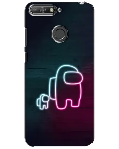 Чехол для Huawei Y6 Prime 2018 с картинкой «Among Us неон-арт»