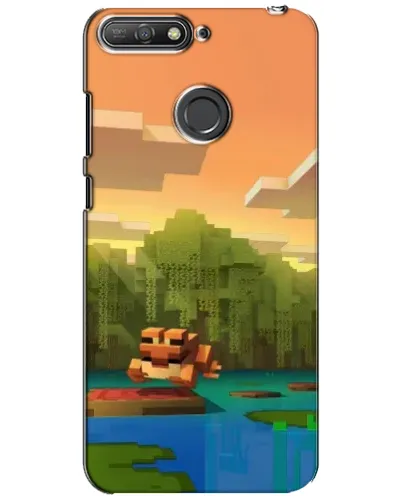 Чехол для Huawei Y6 Prime 2018 с картинкой «Майнкрафт закат солнца»