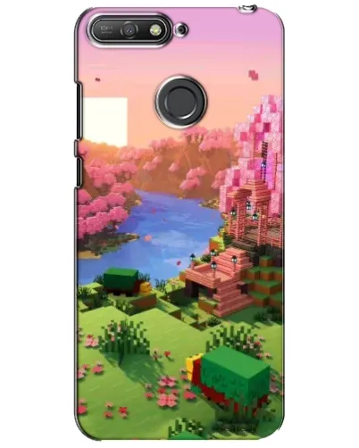 Чехол для Huawei Y6 Prime 2018 с картинкой «Розовое дерево Minecraft»