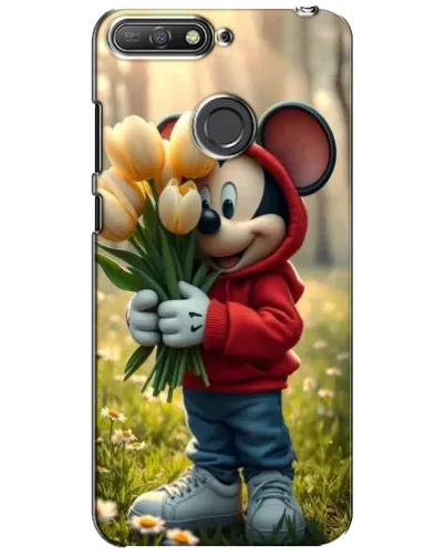 Чохол для Huawei Y6 Prime 2018 з картинкою «Міккі з тюльпанами»