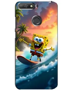Чехол для Huawei Y6 Prime 2018 с картинкой «Губка Боб серфингист»