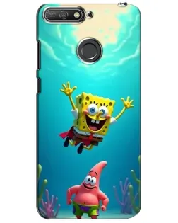 Чехол для Huawei Y6 Prime 2018 с картинкой «Спанч Боб под водой»