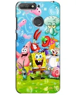 Чехол для Huawei Y6 Prime 2018 с картинкой «Губка Боб и друзья»