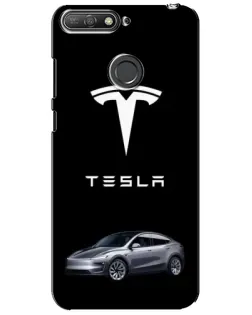 Чехол для Huawei Y6 Prime 2018 с картинкой «Tesla Model Y»