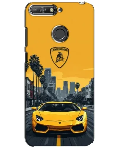 Чохол для Huawei Y6 Prime 2018 з картинкою «Жовтий Lamborghini місто»