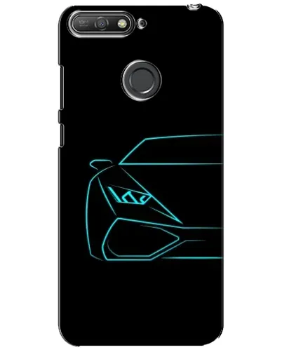 Чохол для Huawei Y6 Prime 2018 з картинкою «Блакитний силует Lamborghini»