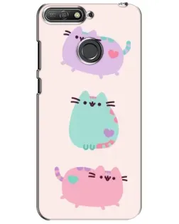 Чехол для Huawei Y6 Prime 2018 с картинкой «Pusheen трио»
