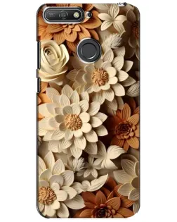 Чехол для Huawei Y6 Prime 2018 с картинкой «Бежевый флористический декор»