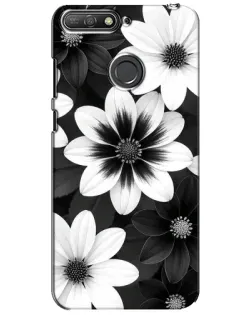 Чехол для Huawei Y6 Prime 2018 с картинкой «Монохромные астры»