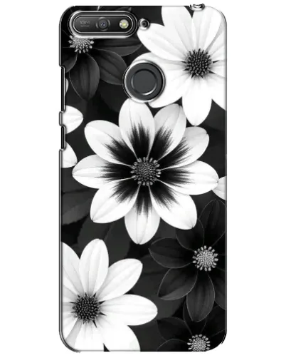 Чехол для Huawei Y6 Prime 2018 с картинкой «Монохромные астры»
