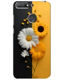 Чехол для Huawei Y6 Prime 2018 с картинкой «Подсолнух и ромашка»