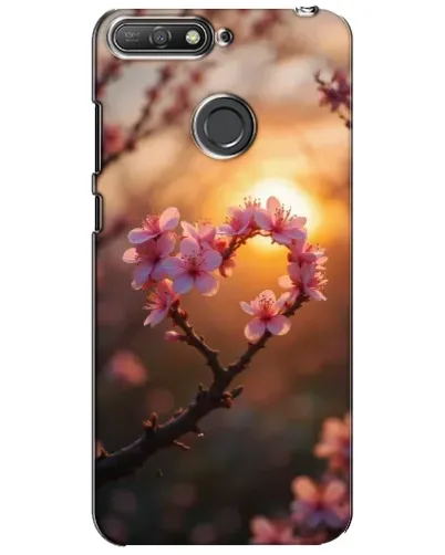 Чехол для Huawei Y6 Prime 2018 с картинкой «Розовый цвет сердце на фоне заката»