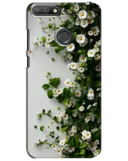 Чехол для Huawei Y6 Prime 2018 с картинкой «Ветка мелких белых цветов»