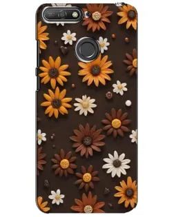 Чехол для Huawei Y6 Prime 2018 с картинкой «Узор из маленьких подсолнухов»